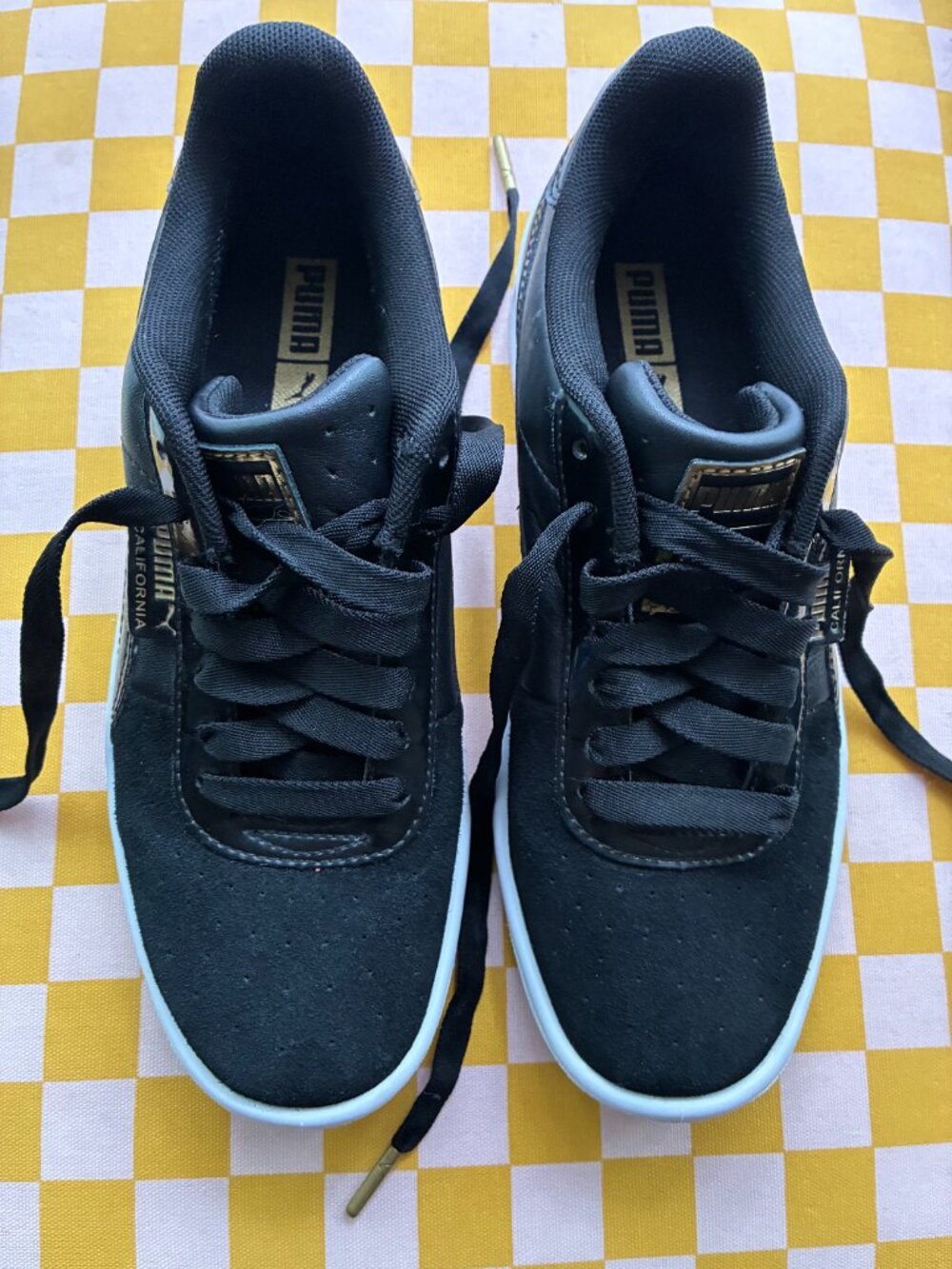PUMA California 'Monochrome' Black & White Low Top Sneakers size 8.5